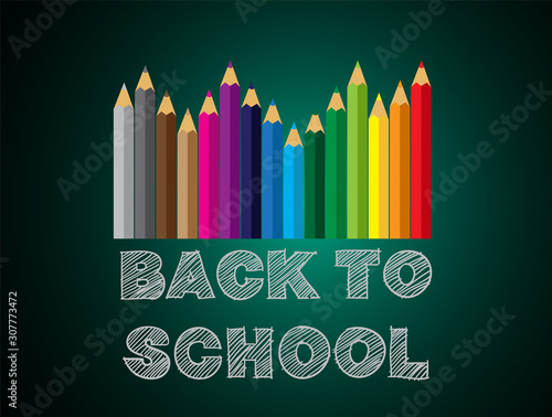 back to school, Colorful pencils, text drawing,vector design