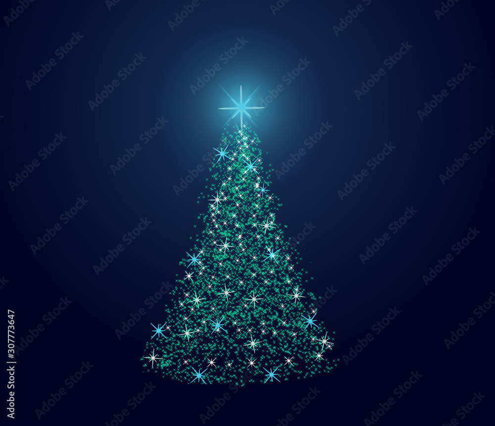 Greeting card with blue Christmas tree Greeting card with blue Christmas tree