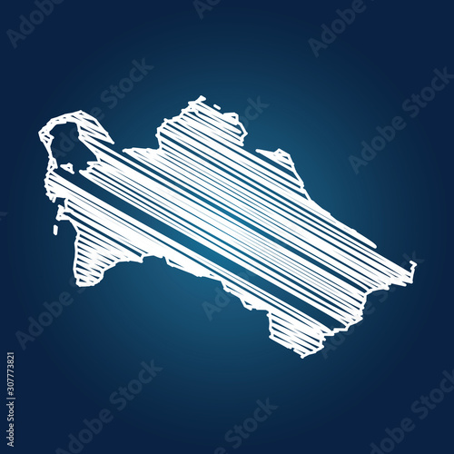 Map of Turkmenistan, Drawing map on blackboard of Turkmenistan. drawn on chalkboard with scribbled map of Turkmenistan can be use for education. vector illustration.