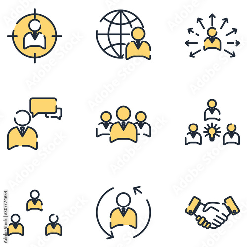Business Corporation set icon template color editable. Head Hunting pack symbol vector sign isolated on white background icons vector illustration for graphic and web design.