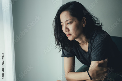 panic attacks alone young woman sad fear stressful depressed emotion.crying begging help.stop abusing domestic violence,person with health anxiety,people bad frustrated exhausted feeling down