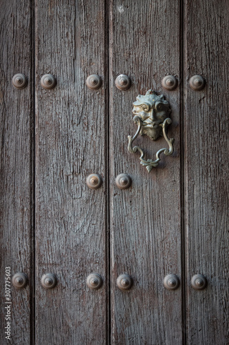 old wooden door and knocker