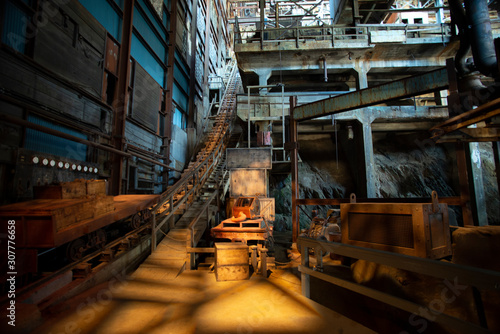 industrial interior of abandoned factory