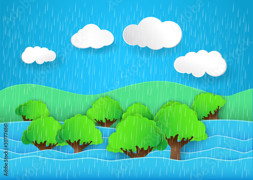Natural flood , rain and Storm