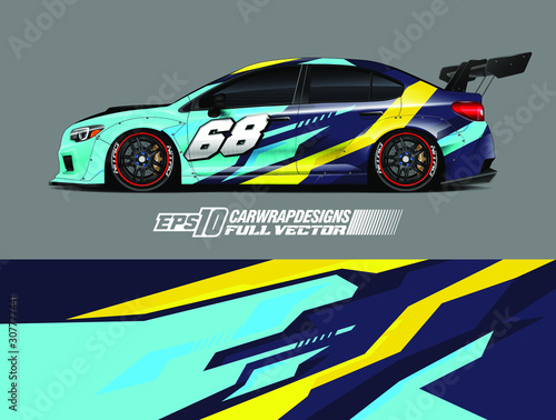 Car wrap decal designs. Abstract racing and sport background for car livery. Full vector eps 10.