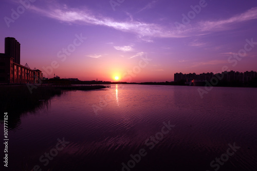 Riverside sunset scenery © zhang yongxin