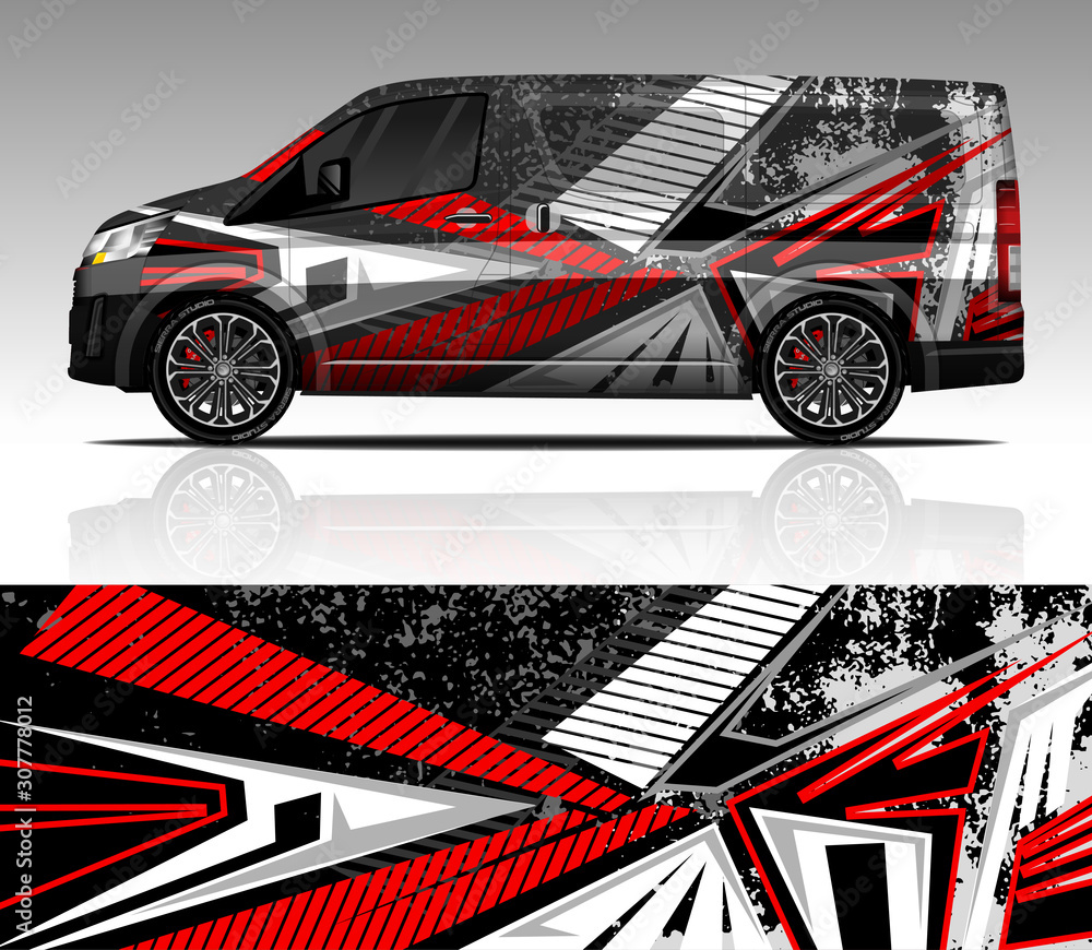 Vecteur Stock Car wrap decal Van design vector, for advertising or