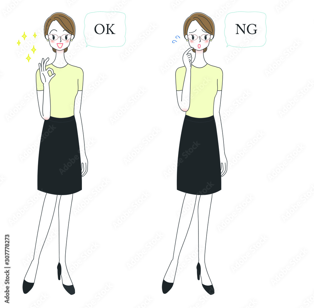 エステティシャンのイラスト Okサイン Ngサイン Stock Vector Adobe Stock