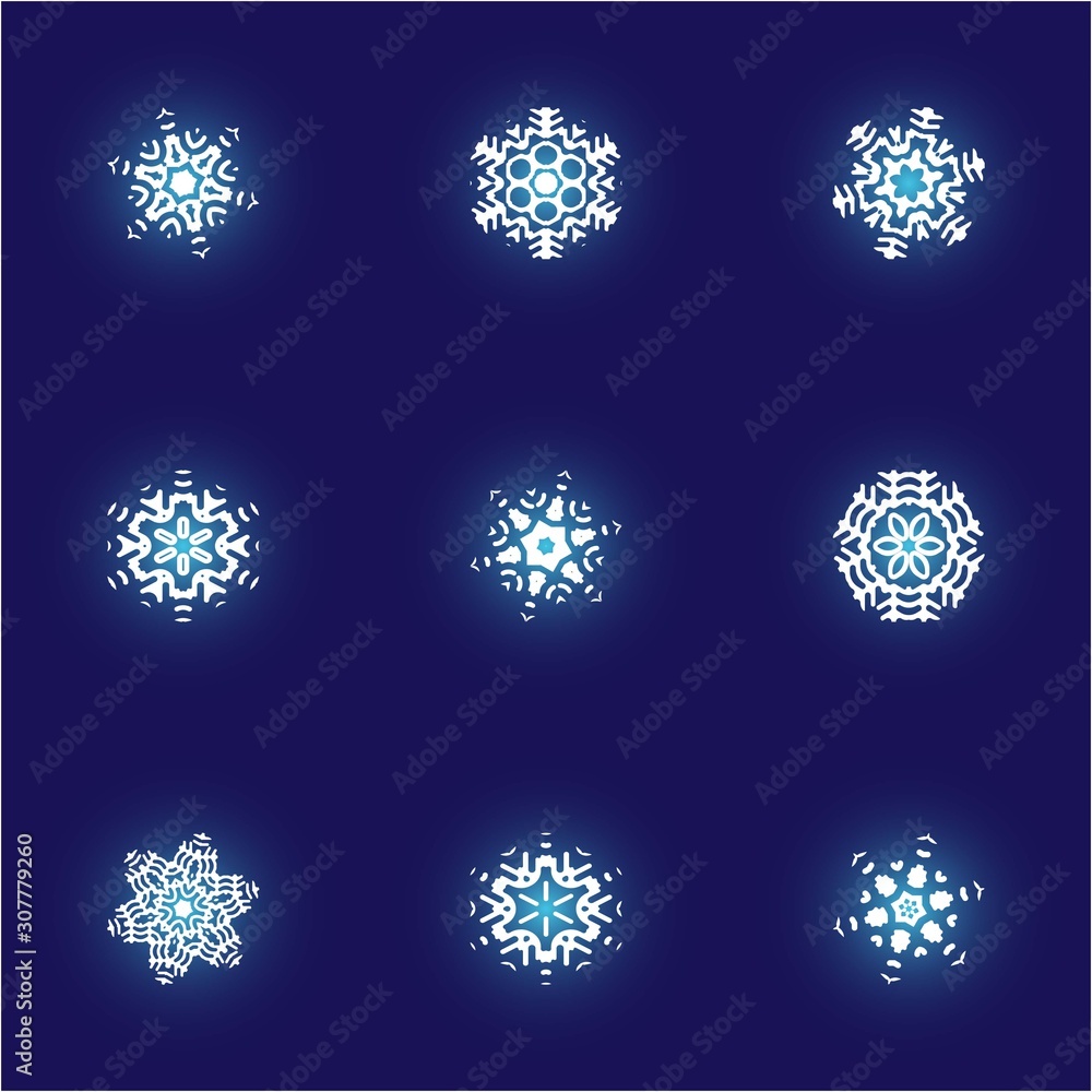 Collection of simple snowflakes on blue background. Collection of simple snowflakes on blue background.
