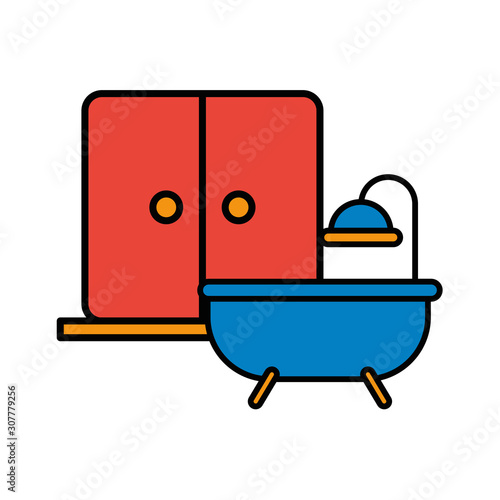 house door with bathtube icon