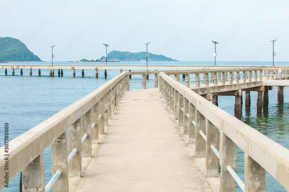 Bridge for Boat go to Koh Kam island or Samaesarn island Chonburi, Thailand.
