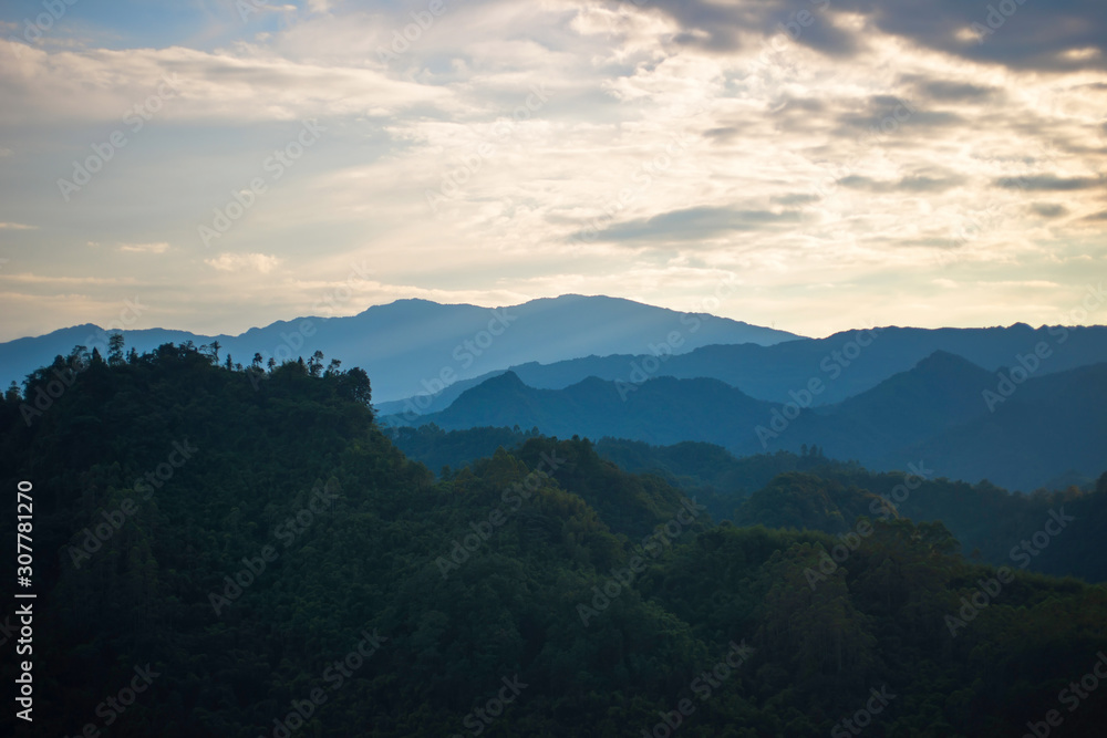 Beautiful mountains and forests with fog.At sunset. Beautiful mountains and forests with fog.At sunset.