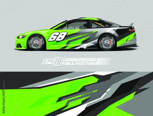 Car wrap decal designs. Abstract racing and sport background for car livery. Full vector eps 10.