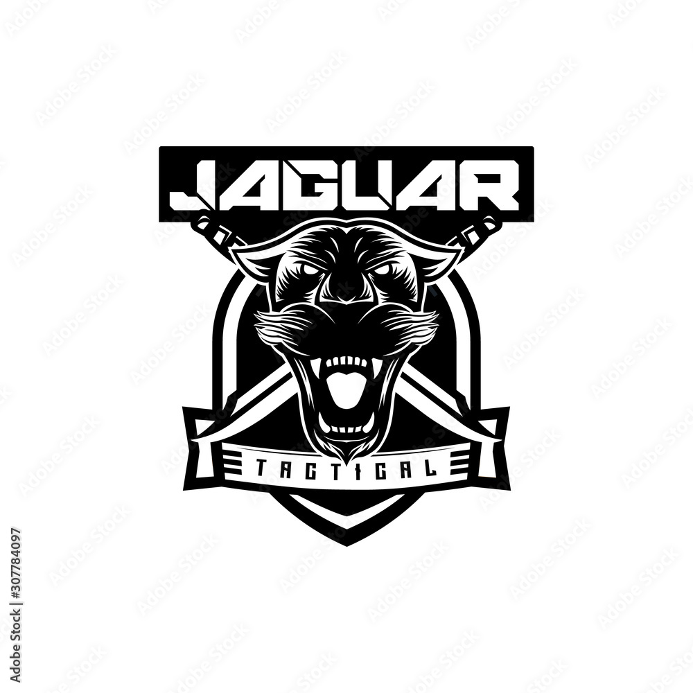Jaguar head tactical logo team black and white