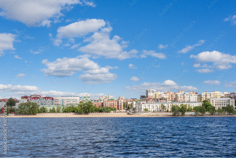 Samara view from the Volga river on a day, Russia