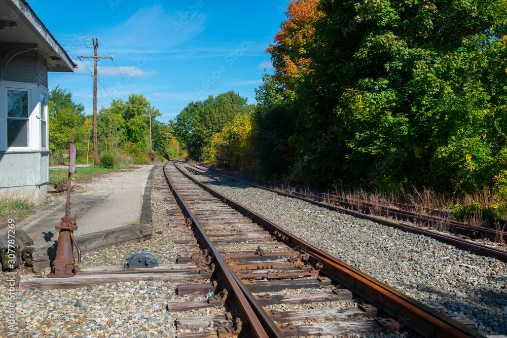 Fototapeta premium Historic Railroad Depot in Merrimack, New Hampshire, NH, USA.