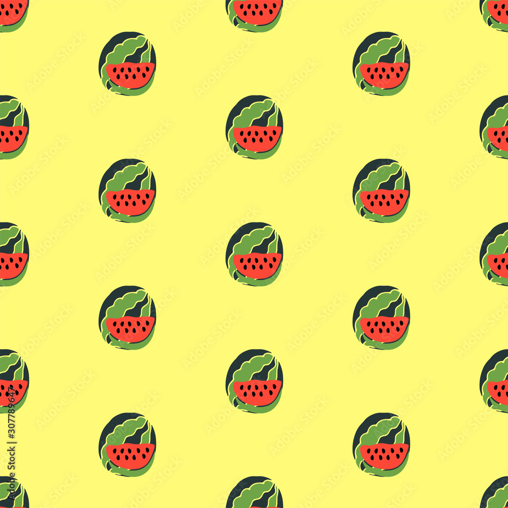 Hand drawn seamless pattern with watermelon. Vector illustration. EPS 10 Hand drawn seamless pattern with watermelon. Vector illustration. EPS 10