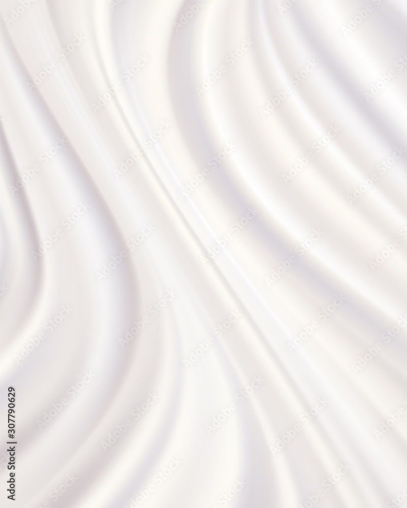 Abstract white fabric. Wedding gray and pearl background. Luxurious satin and silk texture. Soft waves background.