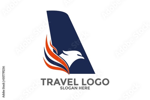 Travel Logo, Eagle logo icon and air plane wings Logo Design template vector