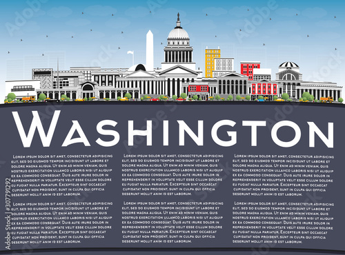 Wallpaper Mural Washington DC USA City Skyline with Gray Buildings, Blue Sky and Copy Space. Torontodigital.ca