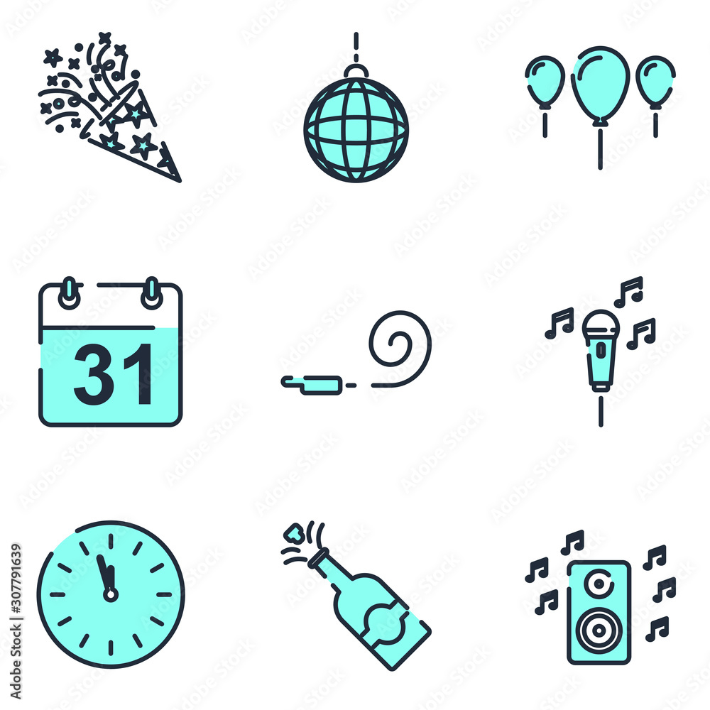 Party set icon template color editable. Party pack symbol vector sign isolated on white background icons vector illustration for graphic and web design. Party set icon template color editable. Party pack symbol vector sign isolated on white background icons vector illustration for graphic and web design.