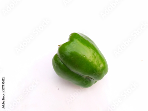 fresh green bell pepper (capsicum)isolated on white background