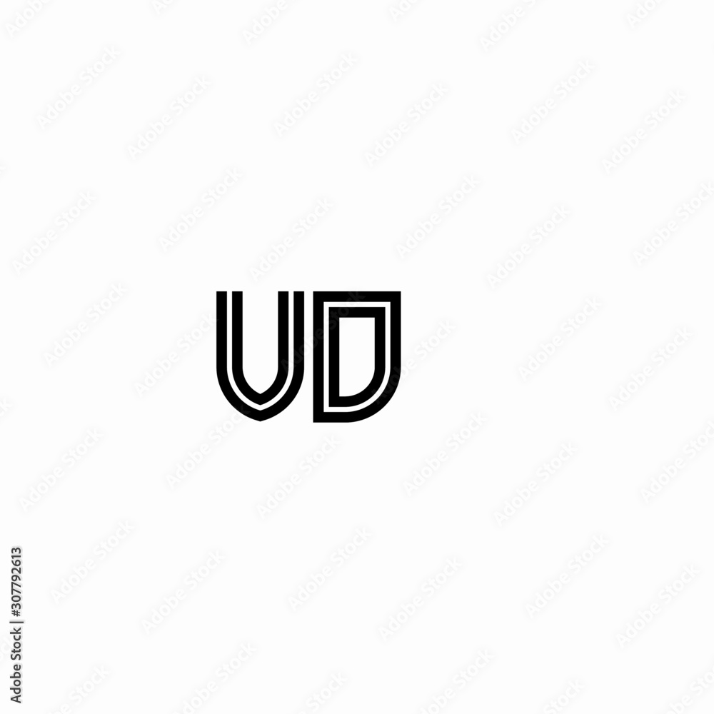 Initial outline letter VD style template	