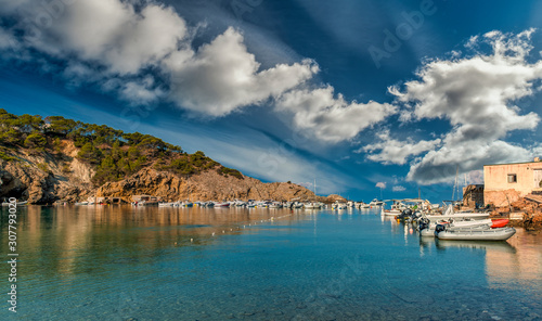 Cala Vedella Vadella in Sant Josep at Balearic Islands. Ibiza, Spain. photo