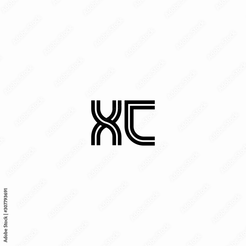 Initial outline letter XC style template Initial outline letter XC style template