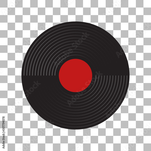 Old vinyl record gramophone or phonograph record vector flat icon on a transparent background