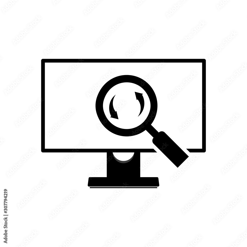 Monitor and Magnifying Glass, Logo Template, Vector Illustration Element Monitor and Magnifying Glass, Logo Template, Vector Illustration Element
