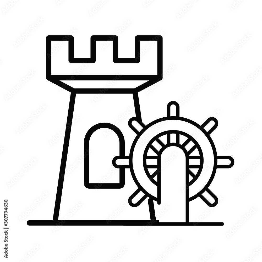helm boat with tower isolated icon helm boat with tower isolated icon