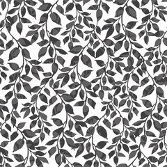 Wandcirkels Bloemenprints patronen Organische twijgen met bladeren silhouet  © Tanya Syrytsyna