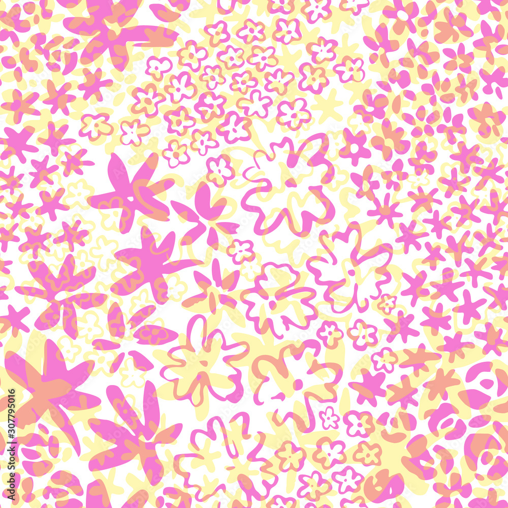Fototapeta premium Bright simple floral seamless pattern