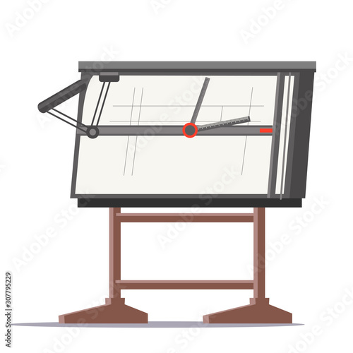 Architect and engineer workplace drafting table