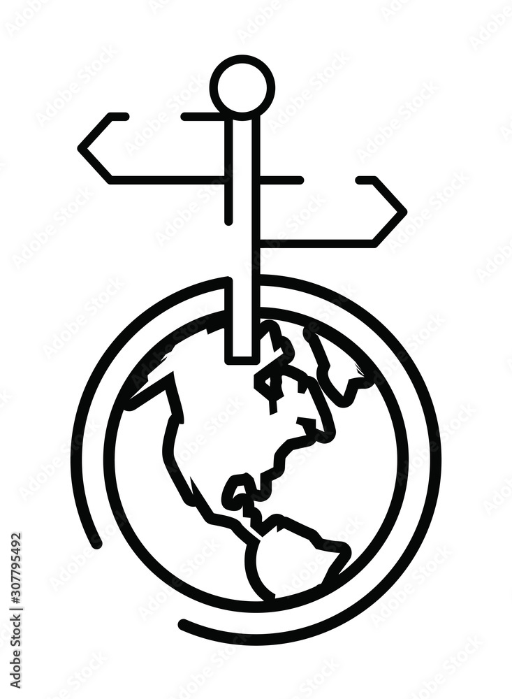 traffic arrow signal with world planet traffic arrow signal with world planet