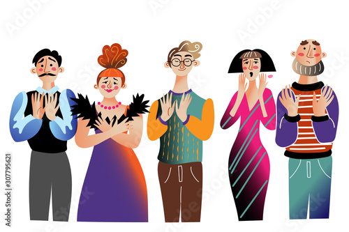 Theatre actors flat vector illustrations