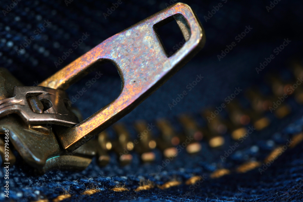 Close up image of zipper and selective focus Close up image of zipper and selective focus