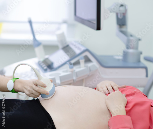 pregnant woman on the ultrasound