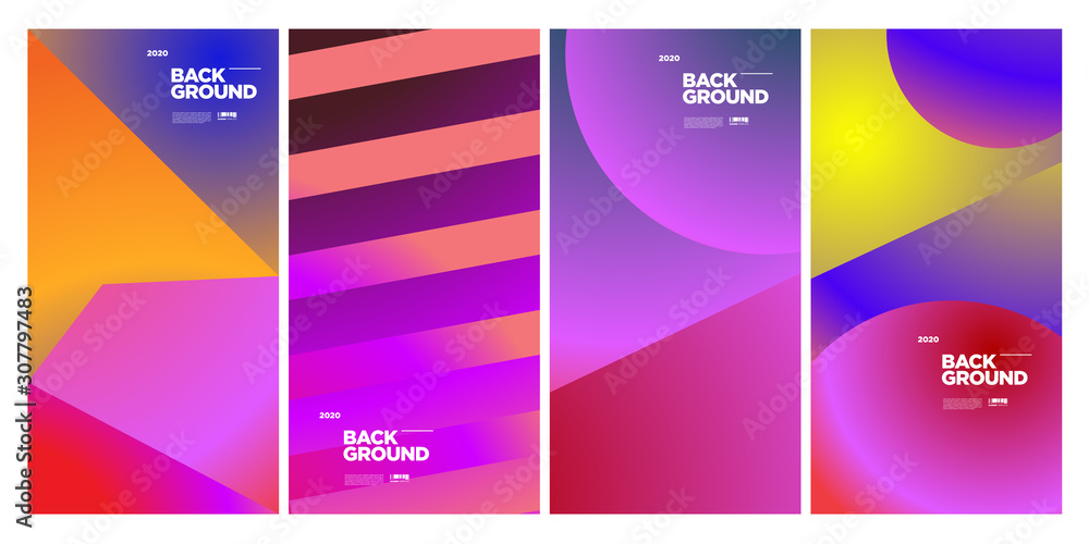 New 2020 Cover and Poster Design Template for Magazine. Trendy Abstract Colorful Geometric and Curve Vector Illustration Collage with Typography for Cover, book, social media story, and Page Layout