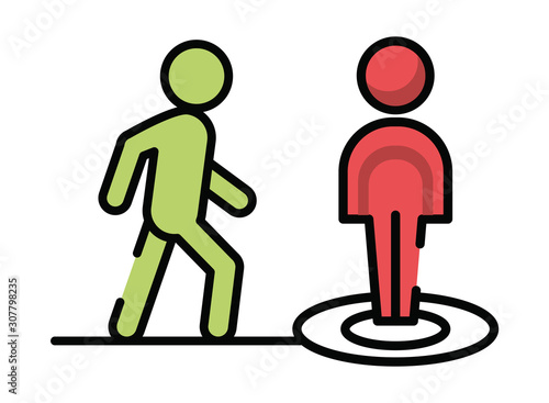 pedestrians silhouettes walkers isolated icon