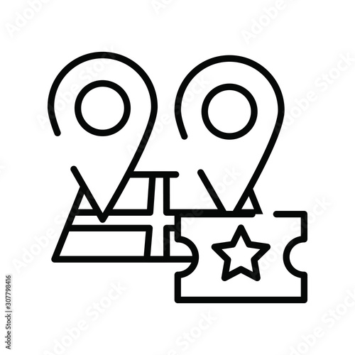 paper map guide with pins location icon