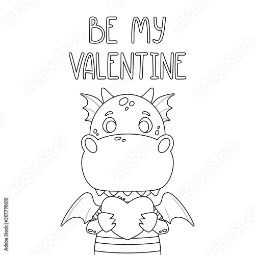 Be my Valentine postcard with dragon.