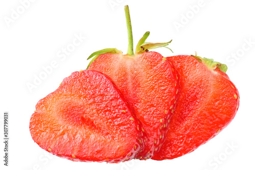 Sliced strawberry isolated on a white background