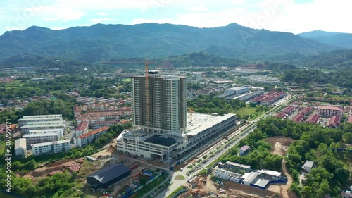 4K Aerial Footage of New build residential apartment on Menggatal Town, Kota Kinabalu, Sabah, Malaysia photo