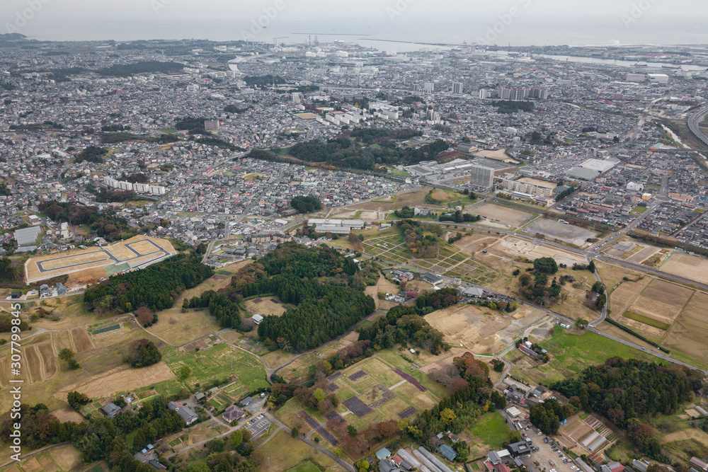 The aerial view of Tohoku region