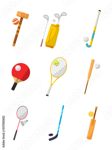 Sports equipment vector illustrations set