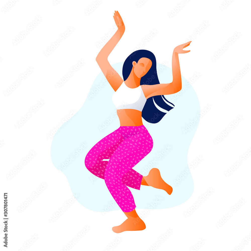 Happy dancing girl or woman dancing in fitness studio vector