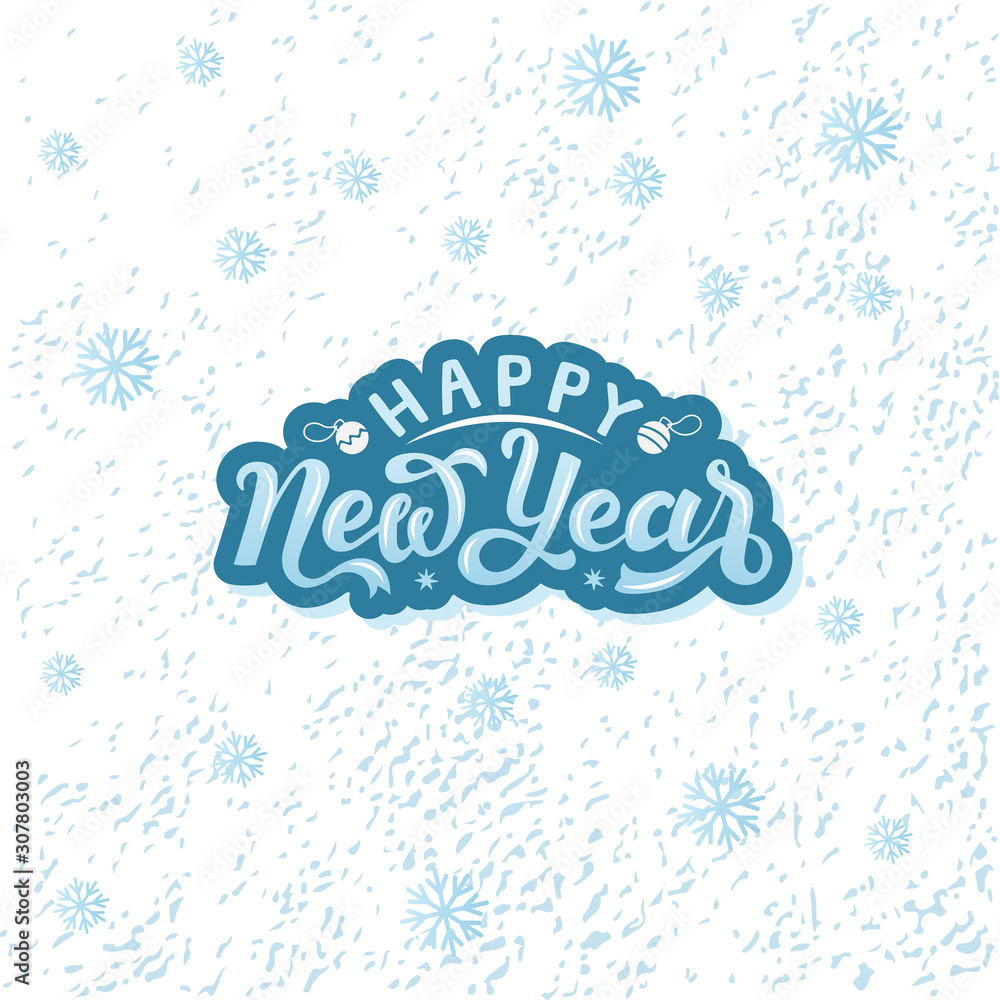 Happy 2020 New Year. Holiday vector illustration with lettering composition. Lettering typography poster. EPS 10
