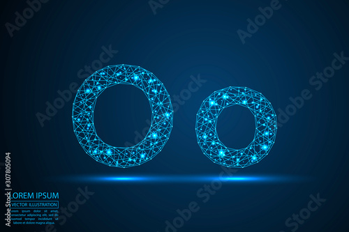 English letters abstract font consists 3d of triangles, lines, dots and connections. Vector illustration EPS 10.